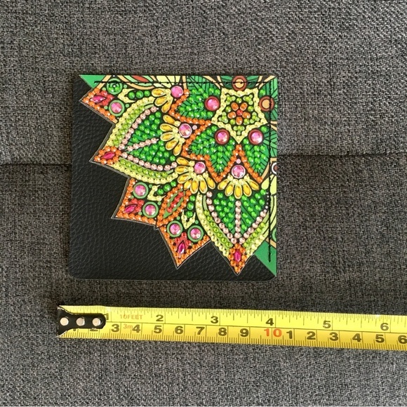 Diamond Art Lotus Flower Corner Bookmark, Colorful, Sparkly (GREEN/ORANGE) - Picture 10 of 17